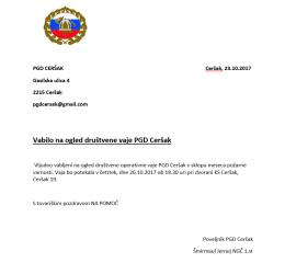 DRUŠTVENA OPERATIVNA VAJA PGD CERŠAK